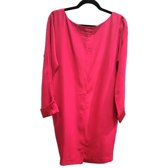 Silk Studio Silk Dress Sz 10‎ Long Sleeve Front Zip Satin Cuffs Fuschia Evening - Picture 4 of 13